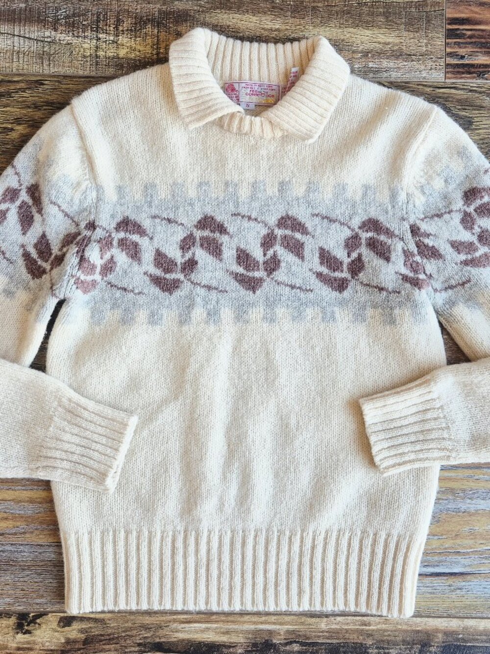 Vintage French Connection Shetland Wool Scandinavian Sweater Crew-Collar Neck